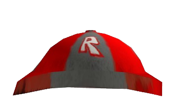 A red baseball cap with the old Roblox logo, which had revamps and lasted from Late 2006 to 2014.